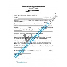 Bill of Sale of Personal Property - New Hampshire (With Warranty)